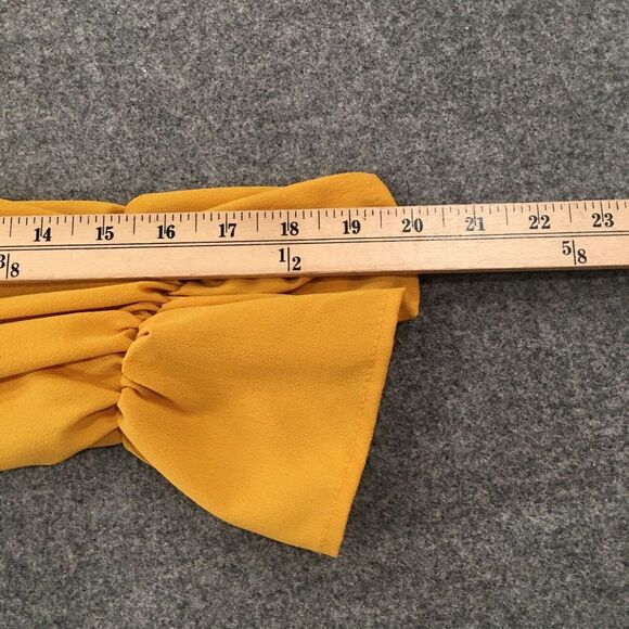 NEW andthewhy Women Sz M Blouse Yellow Mustard Long Sleeve Off The Shoulder Boho - Picture 12 of 12
